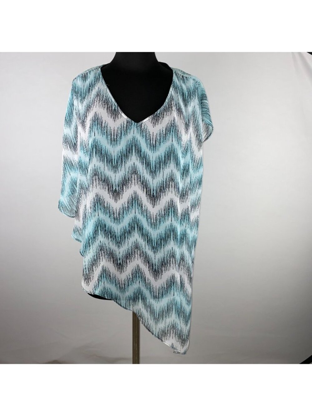 AGB Top Womens Asymmetrical Zig Zag Metallic Unique Pretty Lovely Casual XL